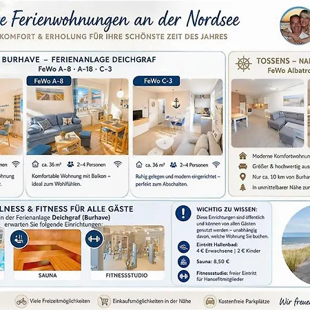 Albatros Komfort-sterne-appartment 024 Mit Wlan, Balkon Tiefgarage In Tossens, Nordsee, Ggue Center Parcs *